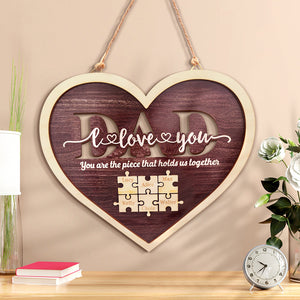 Personalized Dad Heart Puzzle Plaque You Are the Piece That Holds Us Together Father's Day Gift - MadeMineAU