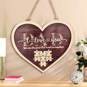 Personalized Dad Heart Puzzle Plaque You Are the Piece That Holds Us Together Father's Day Gift - MadeMineAU