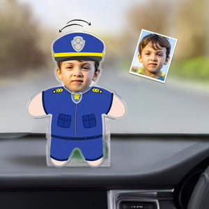 Custom Face Police Shaking Head Ornament Personalized Car Dashboard Decoration Home Desktop Ornament - MadeMineAU