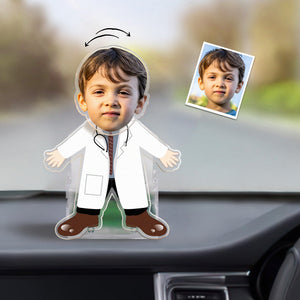 Custom Face Doctor Shaking Head Ornament Personalized Car Dashboard Decoration Home Desktop Ornament - MadeMineAU