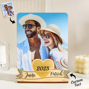 Personalized Photo Wood Standing With Text Picture Holder Gifts for Couples - MadeMineAU