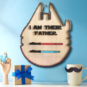 Personalized Light Saber Plaque I Am Their Father Wooden Sign Father's Day Gift - MadeMineAU