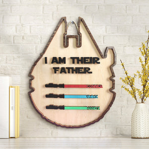 Personalized Light Saber Plaque I Am Their Father Wooden Sign Father's Day Gift - MadeMineAU