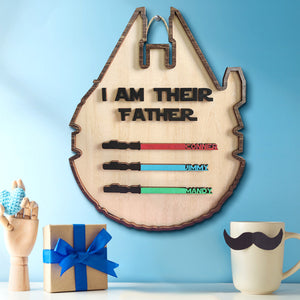 Personalized Light Saber Plaque I Am Their Father Wooden Sign Father's Day Gift - MadeMineAU