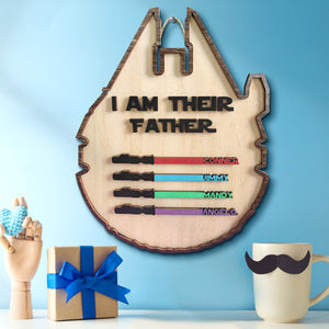 Personalized Light Saber Plaque I Am Their Father Wooden Sign Father's Day Gift - MadeMineAU