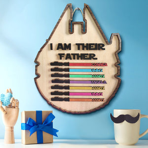 Personalized Light Saber Plaque I Am Their Father Wooden Sign Father's Day Gift - MadeMineAU