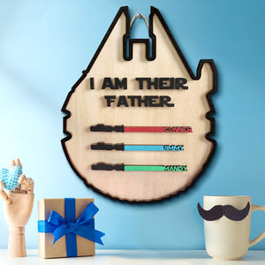 Personalized Light Saber Plaque I Am Their Father Wooden Sign Father's Day Gift - MadeMineAU