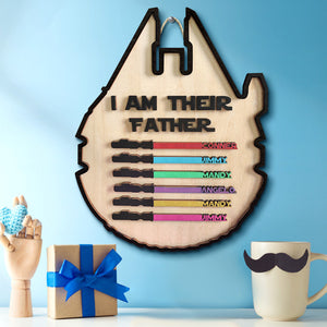 Personalized Light Saber Plaque I Am Their Father Wooden Sign Father's Day Gift - MadeMineAU