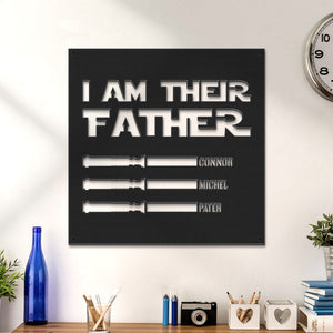 Custom I Am Their Father Metal Sign Personalized Light Saber LED Lights Wall Art Decor Father's Day Gift - MadeMineAU