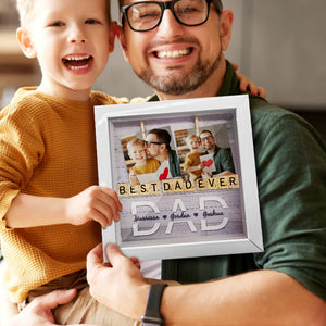 Custom Photo Shadow Box Ornament Personalized Father's Day Family Name Frame - MadeMineAU