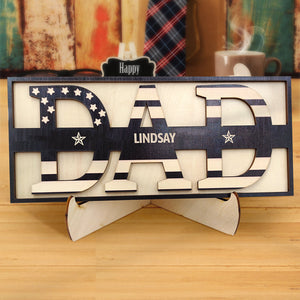 Personalized Wooden Dad Sign Family Name Sign Plaque Father's Day Birthday Gift for Dad Grandpa - MadeMineAU