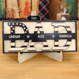 Personalized Wooden Dad Sign Family Name Sign Plaque Father's Day Birthday Gift for Dad Grandpa - MadeMineAU