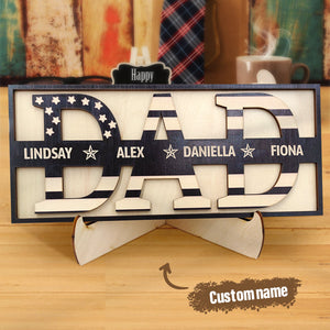 Personalized Wooden Dad Sign Family Name Sign Plaque Father's Day Birthday Gift for Dad Grandpa - MadeMineAU