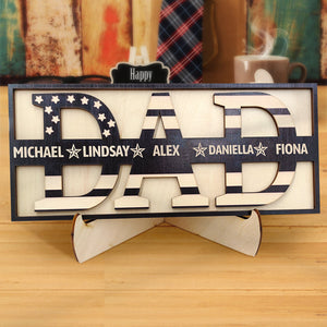 Personalized Wooden Dad Sign Family Name Sign Plaque Father's Day Birthday Gift for Dad Grandpa - MadeMineAU