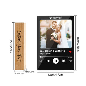 Custom Acrylic Spotify Song Plaque with Engrave Wood Stand Wedding Anniversary Gift - MadeMineAU