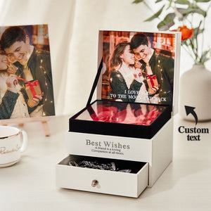 Personalized Photo Eternal Flower Box Engraved Necklace Earring Ring Pendant Jewelry Box Gift - MadeMineAU
