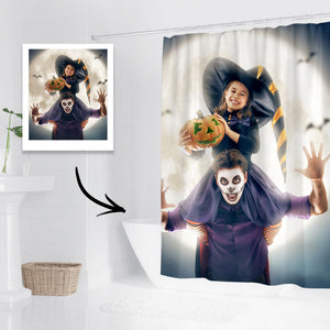 Custom Photo Shower Curtain Unique Halloween Gift Waterproof Shower Curtain
