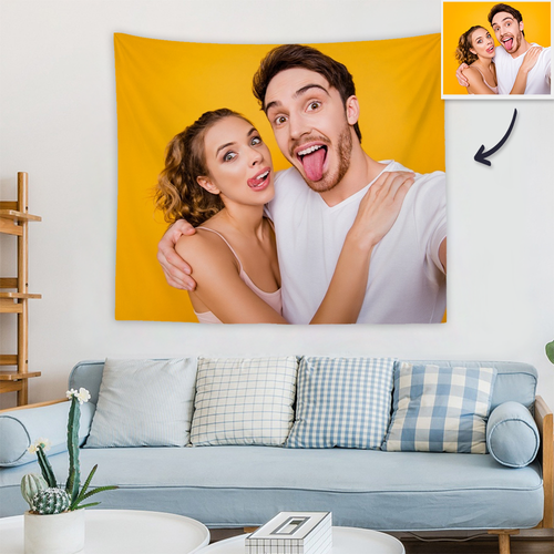 Custom Couple Photo Tapestry Short Plush Wall Decor Hanging Painting - MadeMineAU