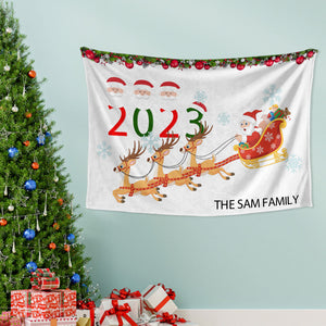 Custom Engraved Christmas Tapestry 2023 Santa Snowflake Reindeer Decorative Wall Hanging - MademineAU