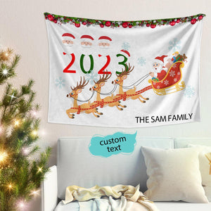 Custom Engraved Christmas Tapestry 2023 Santa Snowflake Reindeer Decorative Wall Hanging - MademineAU