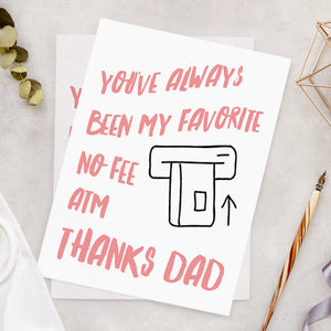 Thanks Dad Card Happy Father's Day Card Funny ATM Dad Card