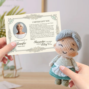 Custom Crochet Doll Handmade Dolls from Personalized Photo with Memorial Card Remember Your Loved One - MadeMineAU
