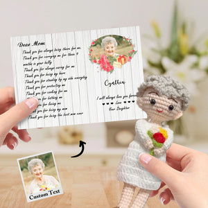Custom Crochet Doll from Photo Handmade Look alike Dolls with Personalized Name Card Gifts for Mom - MadeMineAU