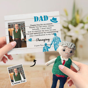 Custom Crochet Doll from Photo Handmade Look alike Dolls Gifts for Dad with Personalized Name Card - MadeMineAU