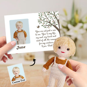 To My Son Custom Crochet Doll from Photo Handmade Look alike Dolls with Personalized Name Card - MadeMineAU