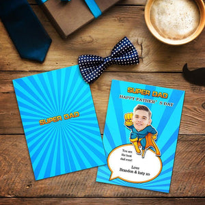 Fathers Day Gift Custom Greeting Card for Him - Super Dad - MadeMineAU