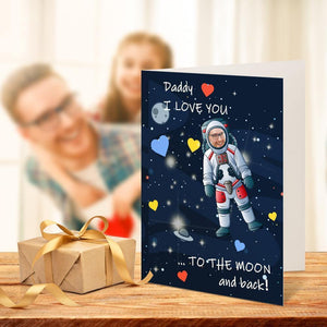 Fathers Day Gift Custom Greeting Card for Him Daddy I Love You to the Moon and Back - MadeMineAU