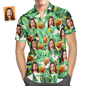 Custom Face Hawaiian Shirt Coconut Design Men's Popular All Over Print Hawaiian Beach Shirt Holiday Gift