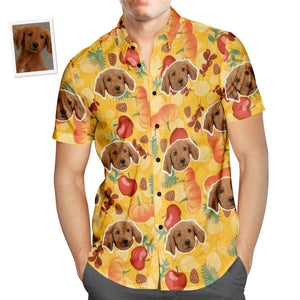 Custom Face Hawaiian Shirt Pumpkin Apple Men's Popular All Over Print Hawaiian Beach Shirt Holiday Gift