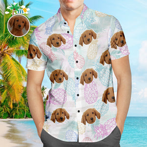 Custom Face Hawaiian Shirt Pineapple Design Men's Popular All Over Print Hawaiian Beach Shirt Holiday Gift