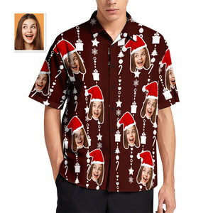 Custom Face Hawaiian Shirts for Men Personalised Photo Fun Christmas Shirts Gift for Men Casual Button-Down Shirt - MyHawaiianShirtsAU