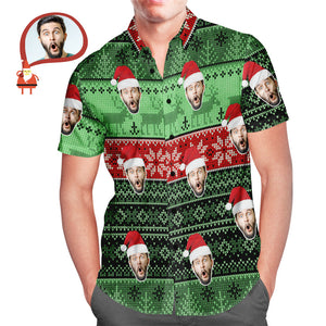 Men's Custom Face Wear Santa Hat Christmas Hawaiian Shirt Personalised Christmas Gift - MyHawaiianShirtsAU