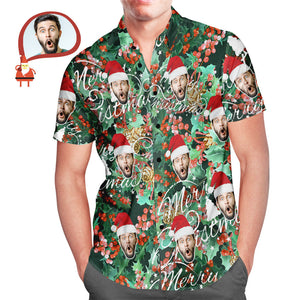 Men's Custom Face Merry Christmas Hawaiian Shirt Personalised Christmas Gift - MyHawaiianShirtsAU