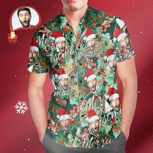 Men's Custom Face Merry Christmas Hawaiian Shirt Personalised Christmas Gift - MyHawaiianShirtsAU