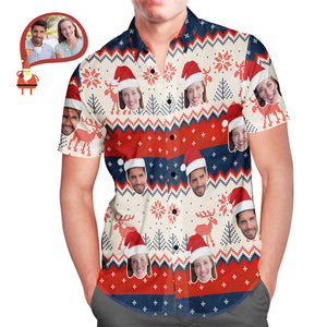 Custom Couple's Face Classic Christmas Men's All Over Print Hawaiian Shirt Christmas Gift - MyHawaiianShirtsAU