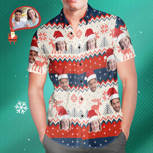 Custom Couple's Face Classic Christmas Men's All Over Print Hawaiian Shirt Christmas Gift - MyHawaiianShirtsAU