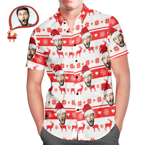Custom Face Classic Christmas Moose Men's All Over Print Hawaiian Shirt Christmas Gift - MyHawaiianShirtsAU