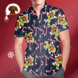 Custom Gog Face Christmas Elf Men's All Over Print Hawaiian Shirt Christmas Gift for Him - MyHawaiianShirtsAU