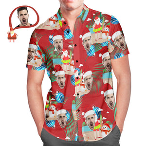 Custom Face Merry Christmas Santa Claus Men's All Over Print Hawaiian Shirt Christmas Gift - MyHawaiianShirtsAU