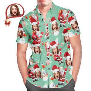 Custom Face Christmas Snowman Men's All Over Print Hawaiian Shirt Christmas Gift - MyHawaiianShirtsAU