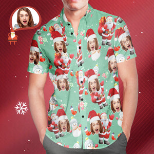 Custom Face Christmas Snowman Men's All Over Print Hawaiian Shirt Christmas Gift - MyHawaiianShirtsAU