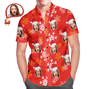 Custom Face Christmas Snowflake Men's Hawaiian Shirt Print Your Own Personalised Shirt for Him - MyHawaiianShirtsAU