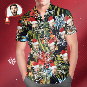 Men's Custom Face Merry Christmas All Over Print Fun Christmas Hawaiian Shirts Gift for Men - MyHawaiianShirtsAU