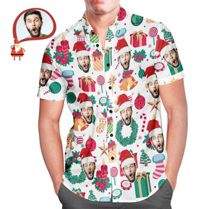 Funny Custom Face Christmas Pattern Hawaiian Shirt Gift for Him - MyHawaiianShirtsAU