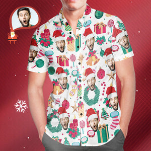 Funny Custom Face Christmas Pattern Hawaiian Shirt Gift for Him - MyHawaiianShirtsAU