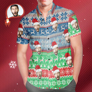 Custom Face Classic Christmas Pattern Hawaiian Shirt Gift for Him - MyHawaiianShirtsAU